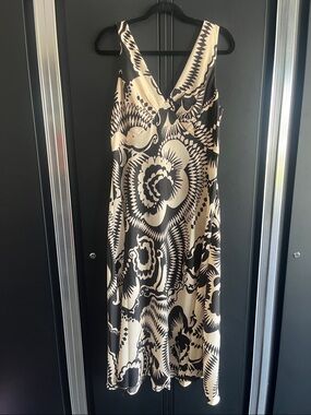 Calvin Klein aline Vneck Flower silk dress